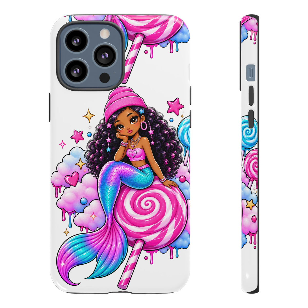 Cute Mermaid Candy Phone Case  Pink Lollipop Fantasy Tough Case