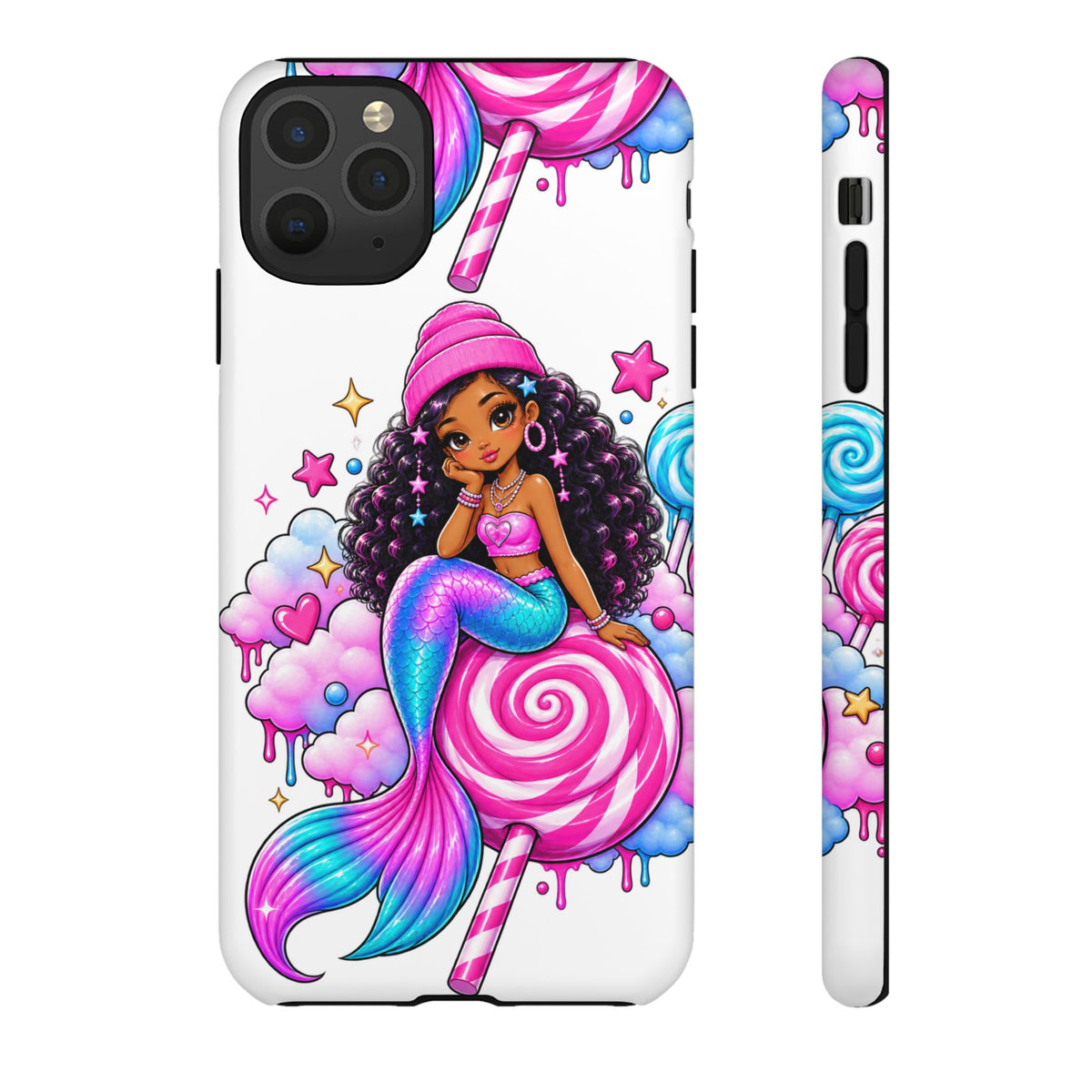 Cute Mermaid Candy Phone Case  Pink Lollipop Fantasy Tough Case