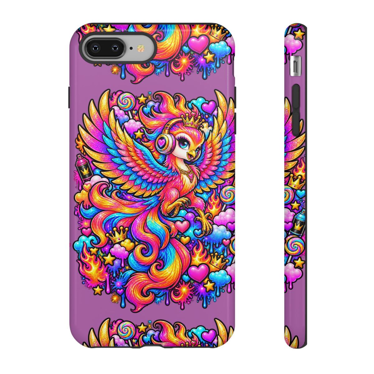 Phone Case — Vibrant Rainbow Phoenix with Headphones