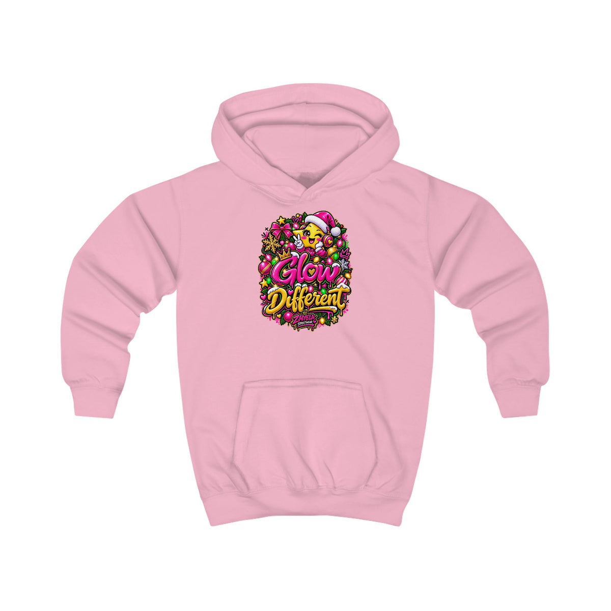 Kids Hoodie Glow Different Holiday Graphic Hoodie (Shine Bright Back Design)