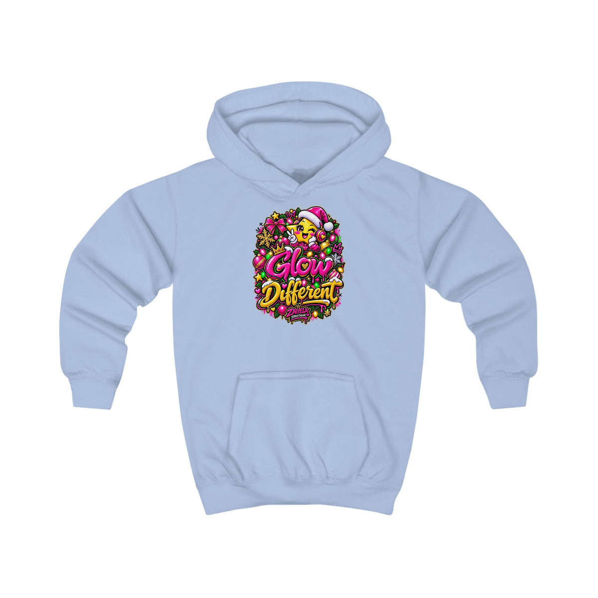 Kids Hoodie Glow Different Holiday Graphic Hoodie (Shine Bright Back Design)