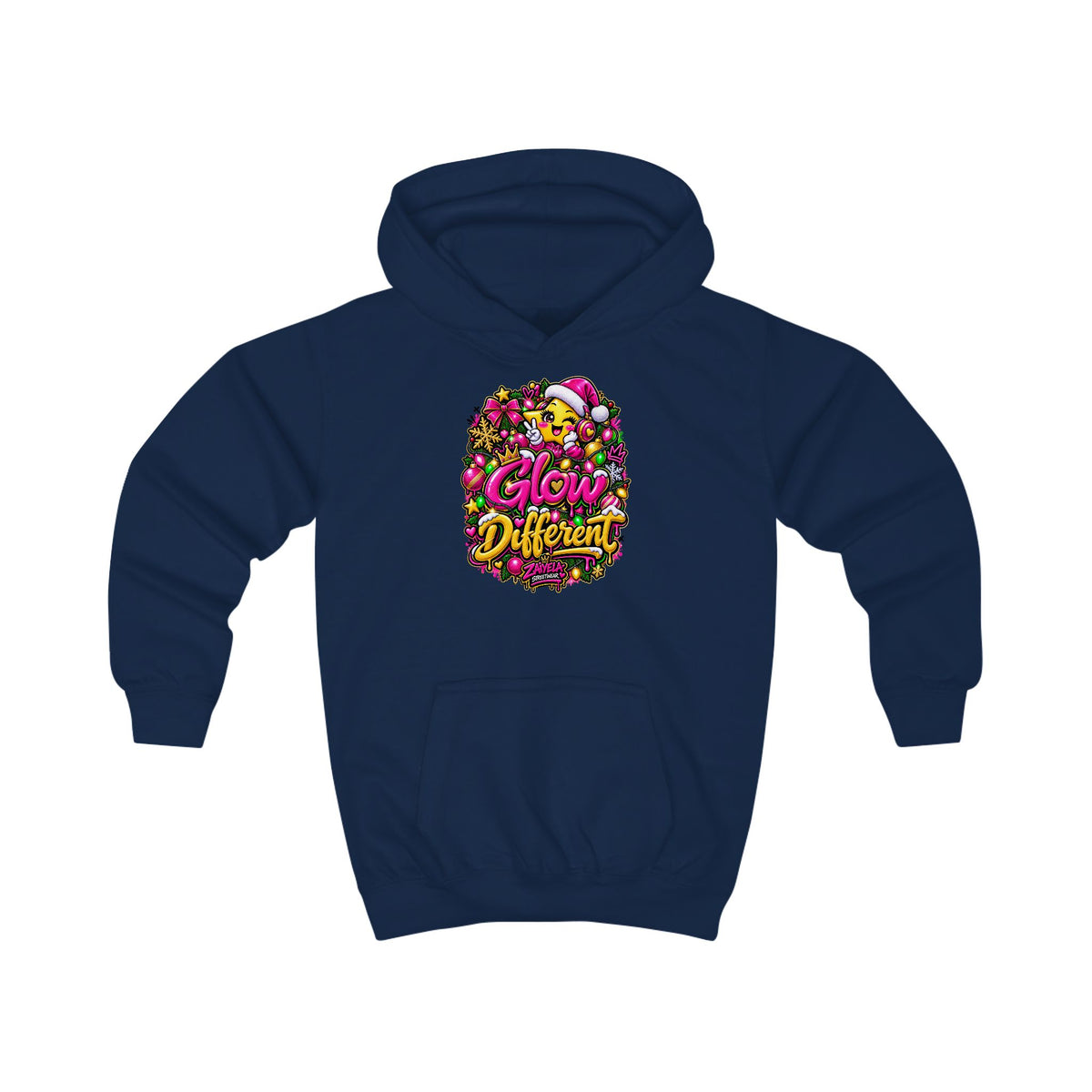 Kids Hoodie Glow Different Holiday Graphic Hoodie (Shine Bright Back Design)