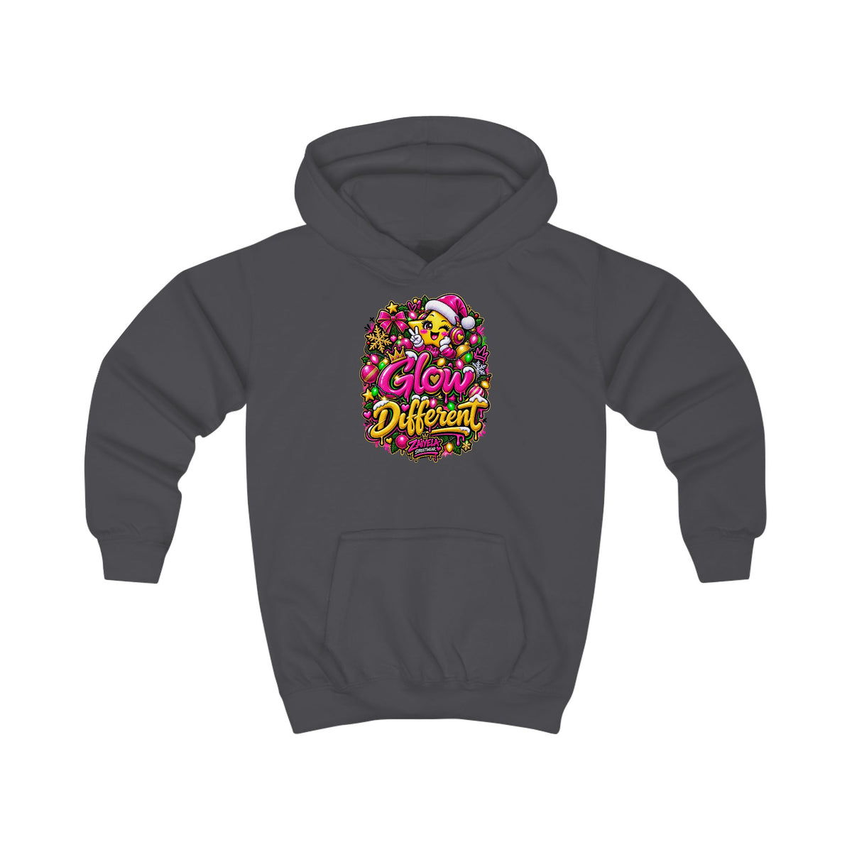 Kids Hoodie Glow Different Holiday Graphic Hoodie (Shine Bright Back Design)