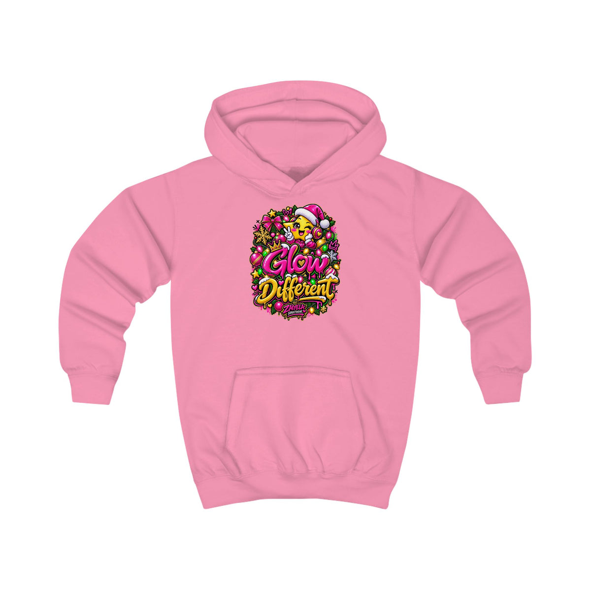 Kids Hoodie Glow Different Holiday Graphic Hoodie (Shine Bright Back Design)