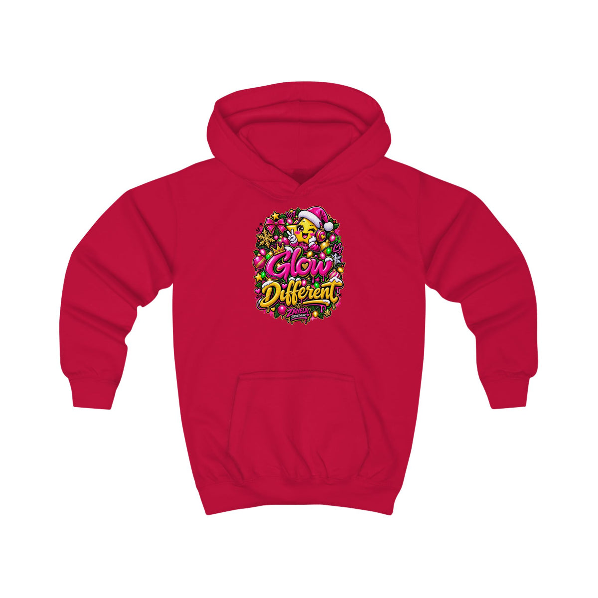 Kids Hoodie Glow Different Holiday Graphic Hoodie (Shine Bright Back Design)