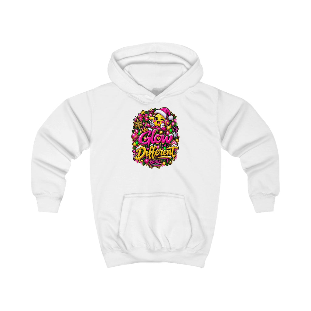 Kids Hoodie Glow Different Holiday Graphic Hoodie (Shine Bright Back Design)