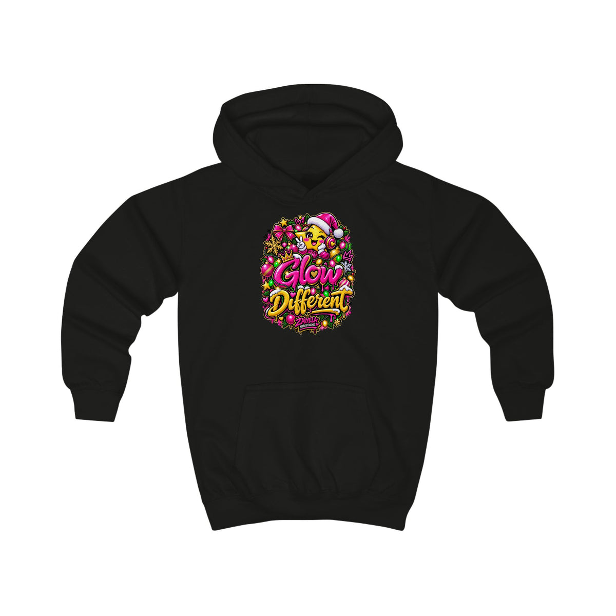 Kids Hoodie Glow Different Holiday Graphic Hoodie (Shine Bright Back Design)