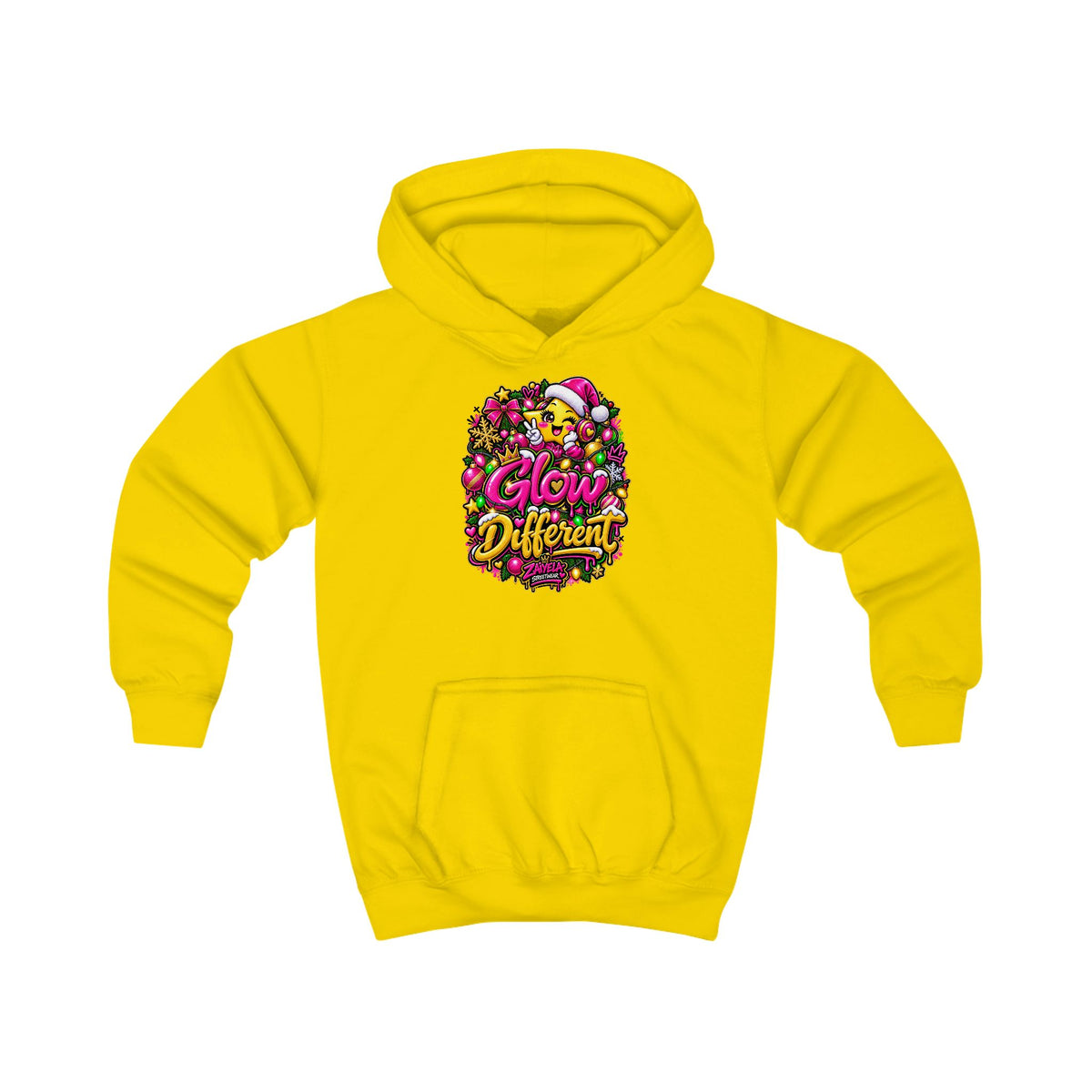 Kids Hoodie Glow Different Holiday Graphic Hoodie (Shine Bright Back Design)