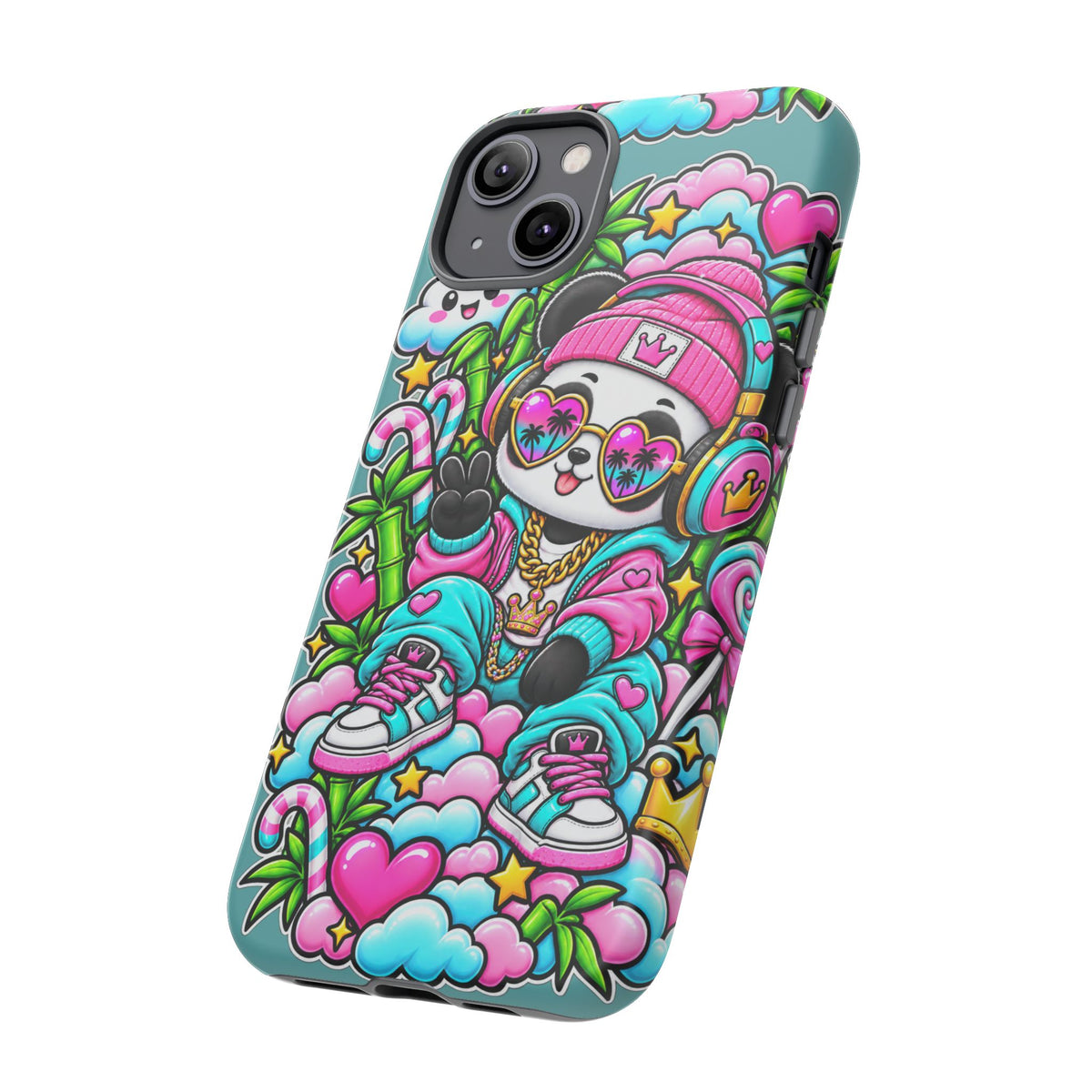 Cute Panda Phone Case Glam Panda Tropical Design