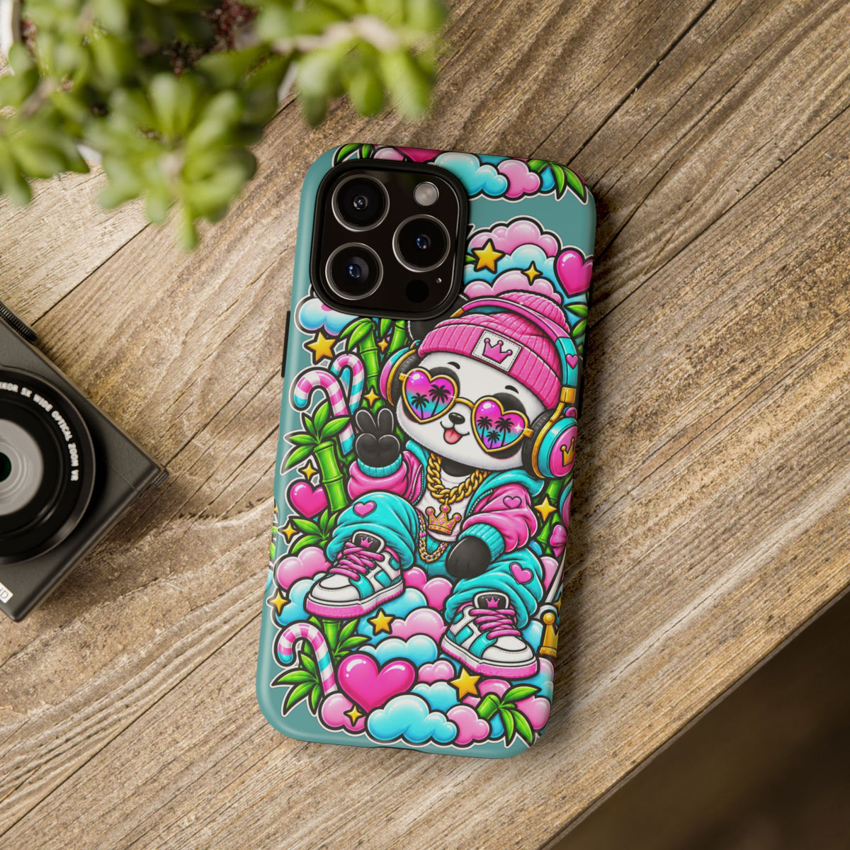 Cute Panda Phone Case Glam Panda Tropical Design