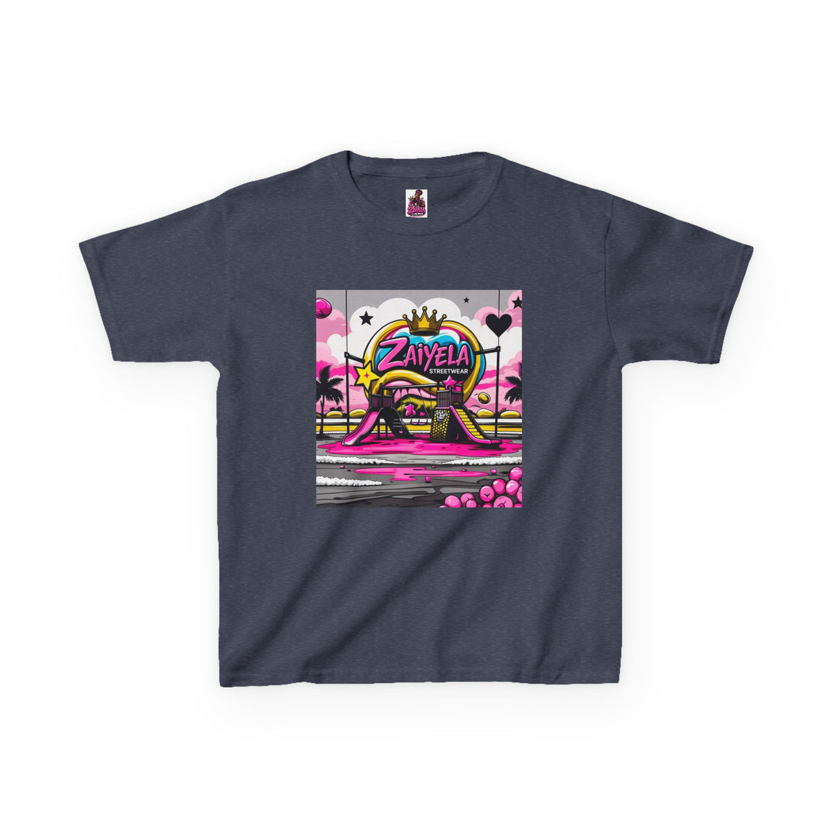 Kids T-Shirt Retro Pink Sunset Skate Monster  Zaiyela Graphic