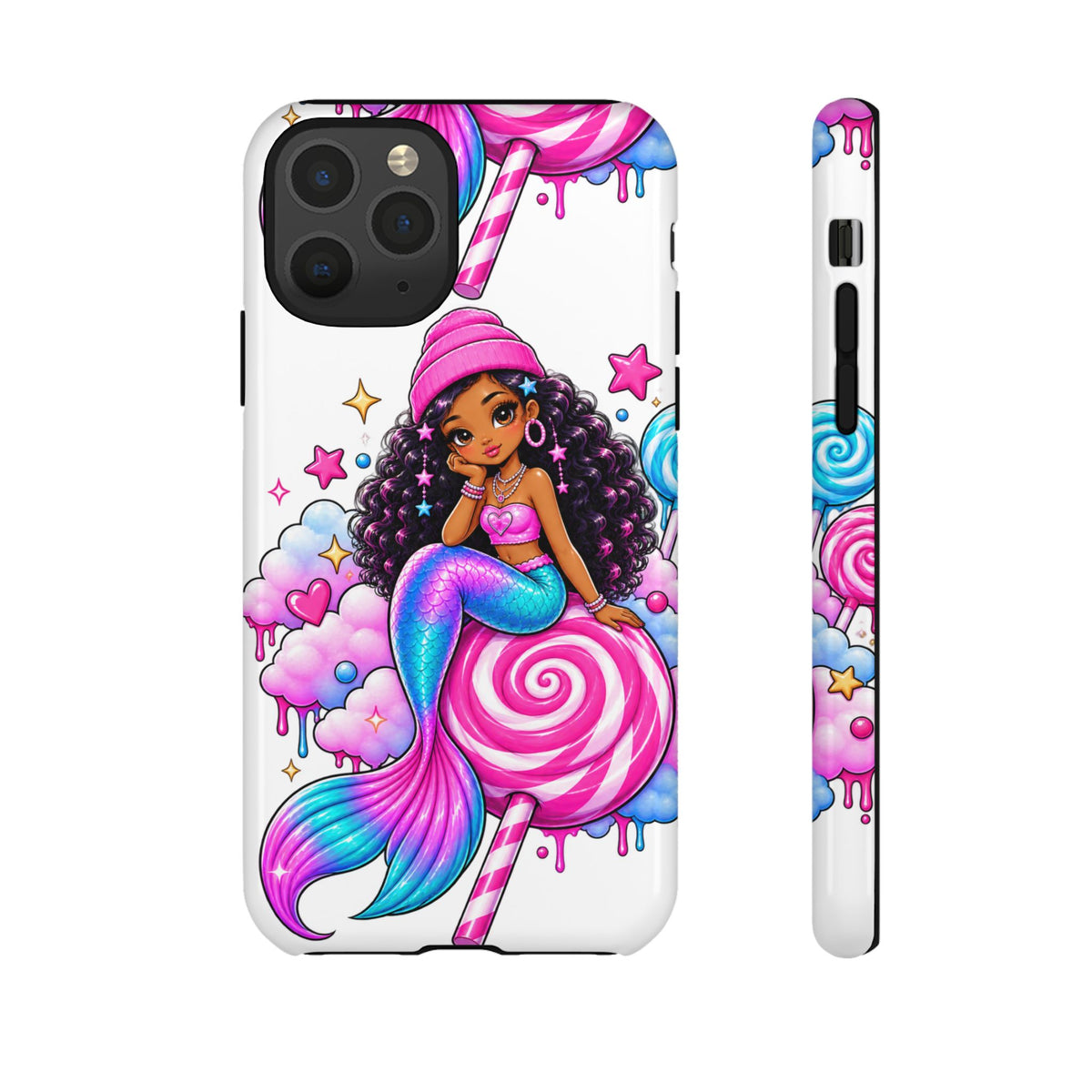 Cute Mermaid Candy Phone Case  Pink Lollipop Fantasy Tough Case
