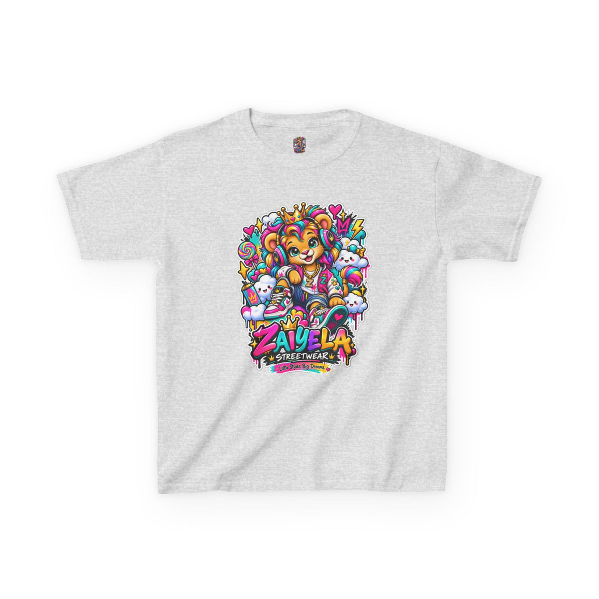 Kids Tee — Colorful Cartoon Rainbow Lion Cub Graphic