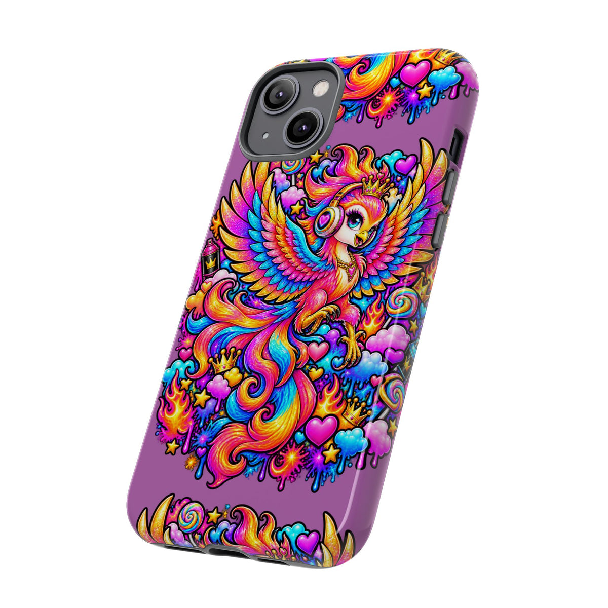 Phone Case — Vibrant Rainbow Phoenix with Headphones