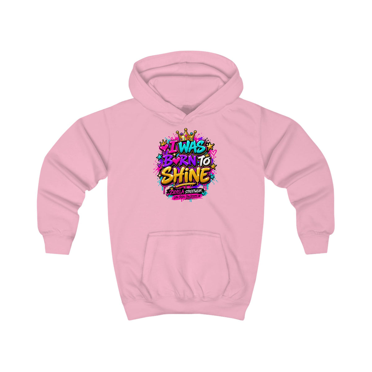 Kids Hoodie I Was Born to Shine Colorful Streetwear Pullover