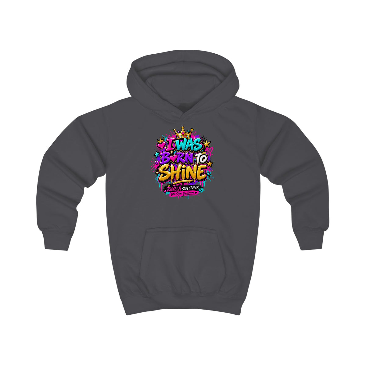 Kids Hoodie I Was Born to Shine Colorful Streetwear Pullover