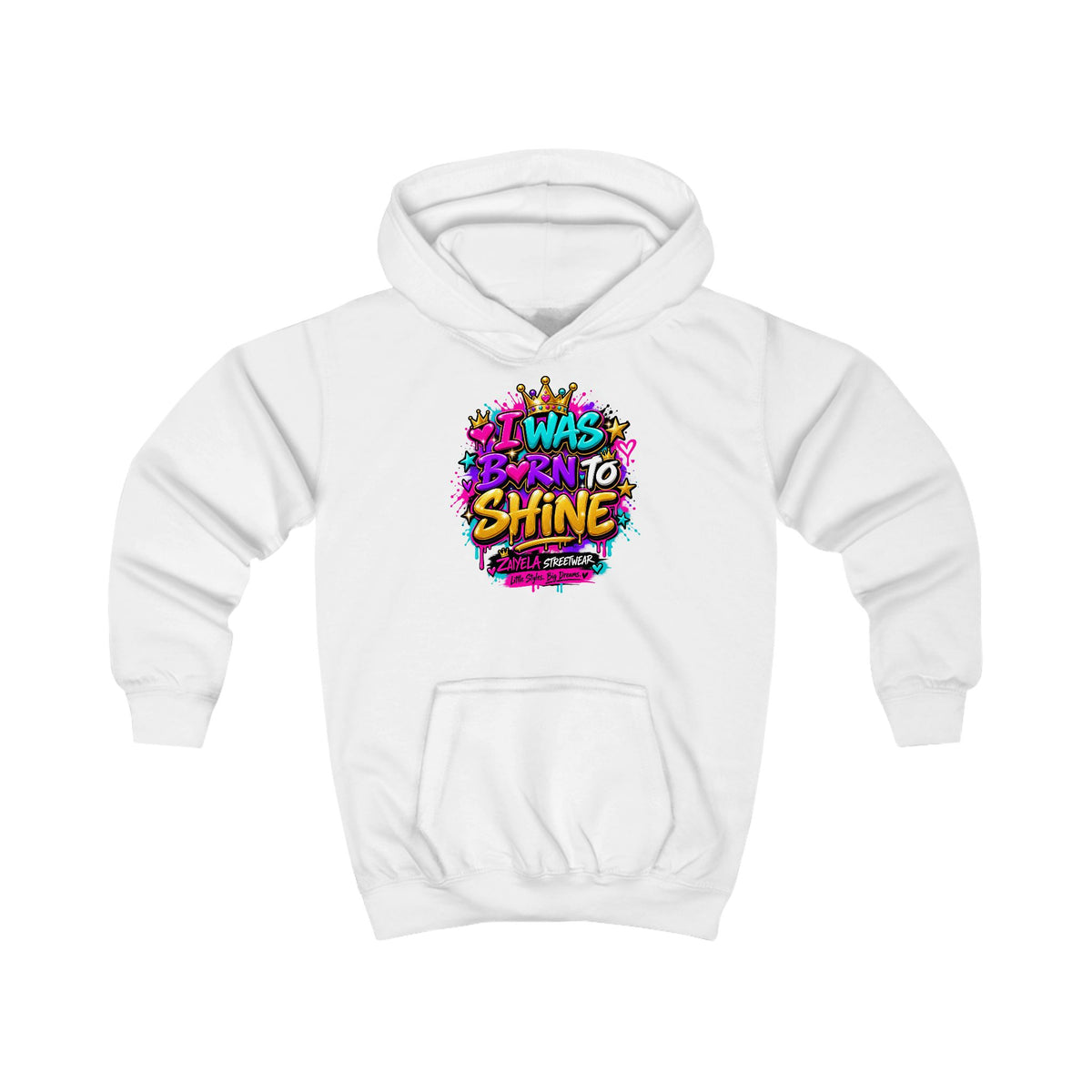 Kids Hoodie I Was Born to Shine Colorful Streetwear Pullover