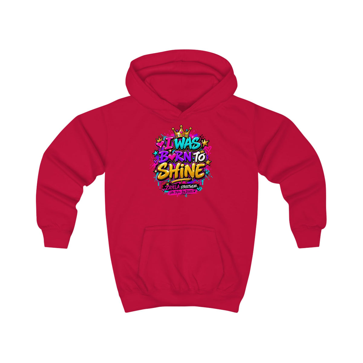 Kids Hoodie I Was Born to Shine Colorful Streetwear Pullover