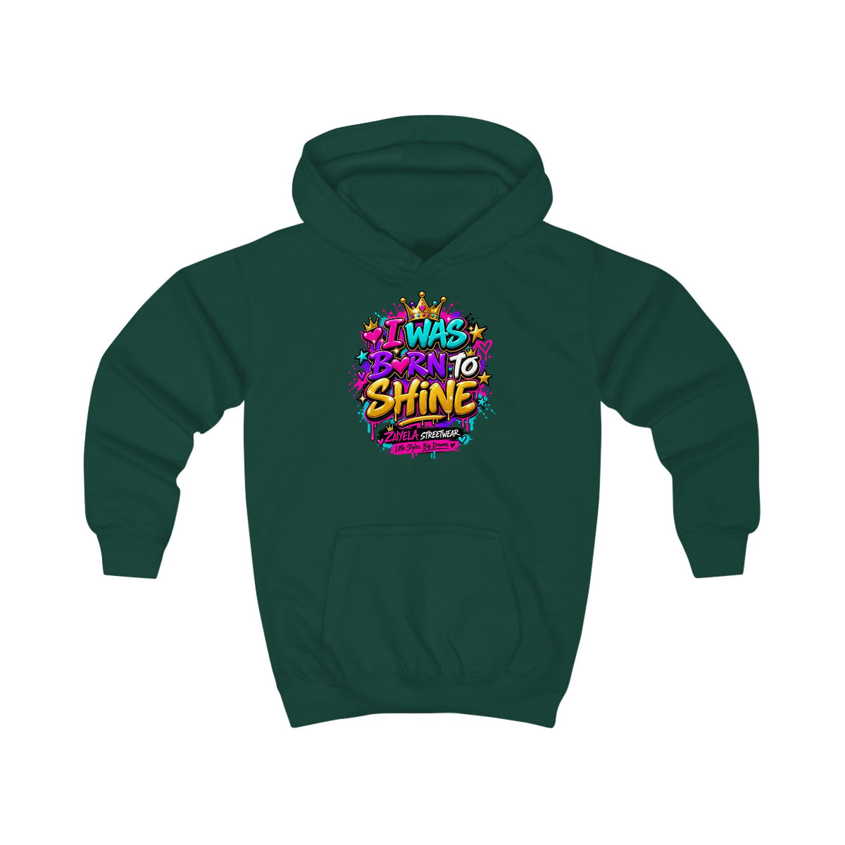 Kids Hoodie I Was Born to Shine Colorful Streetwear Pullover