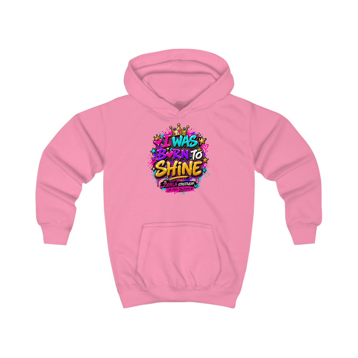 Kids Hoodie I Was Born to Shine Colorful Streetwear Pullover