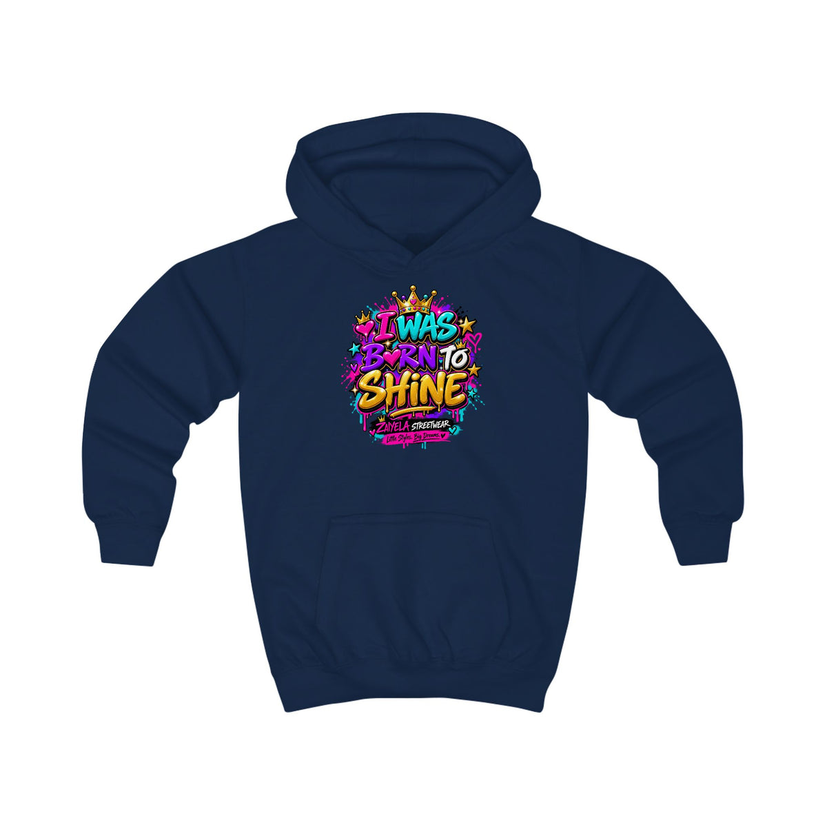 Kids Hoodie I Was Born to Shine Colorful Streetwear Pullover