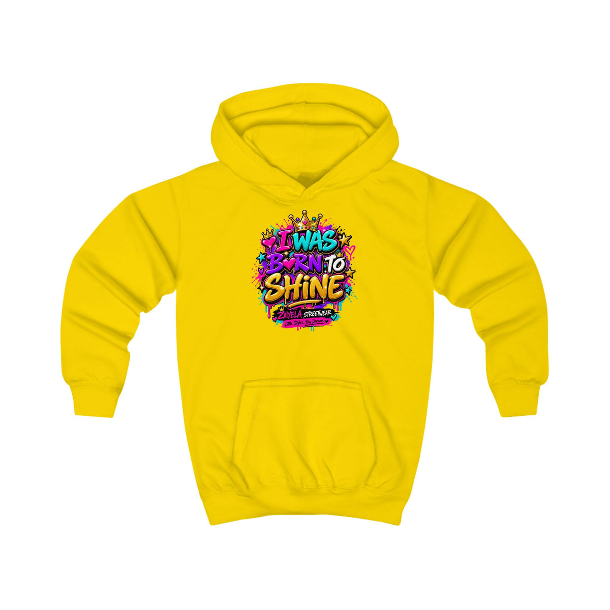 Kids Hoodie I Was Born to Shine Colorful Streetwear Pullover