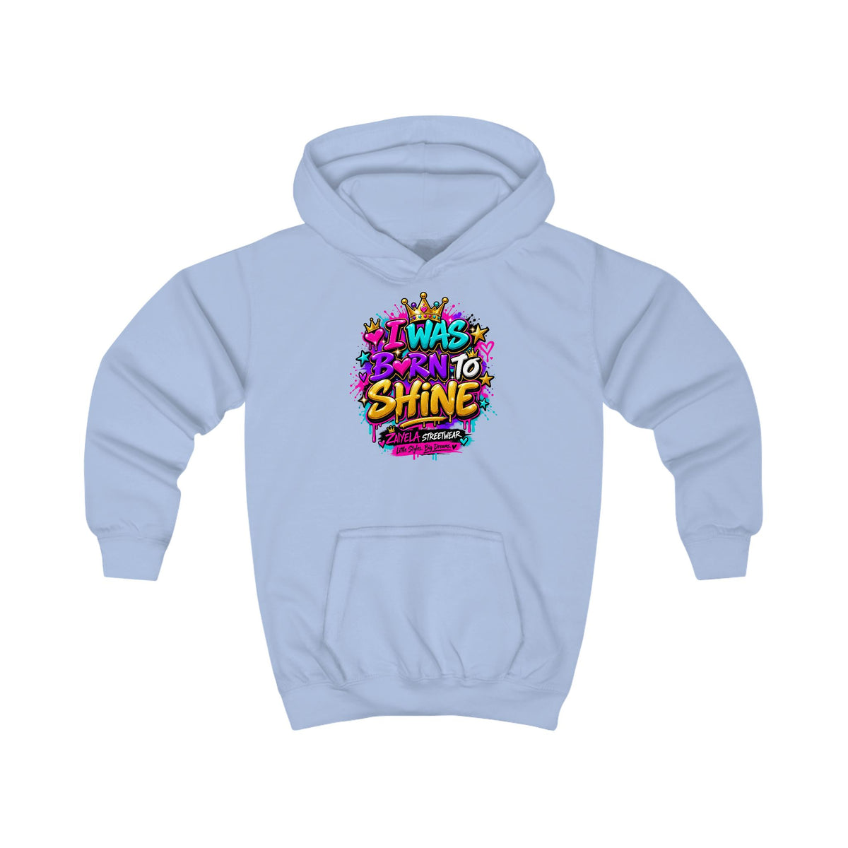 Kids Hoodie I Was Born to Shine Colorful Streetwear Pullover