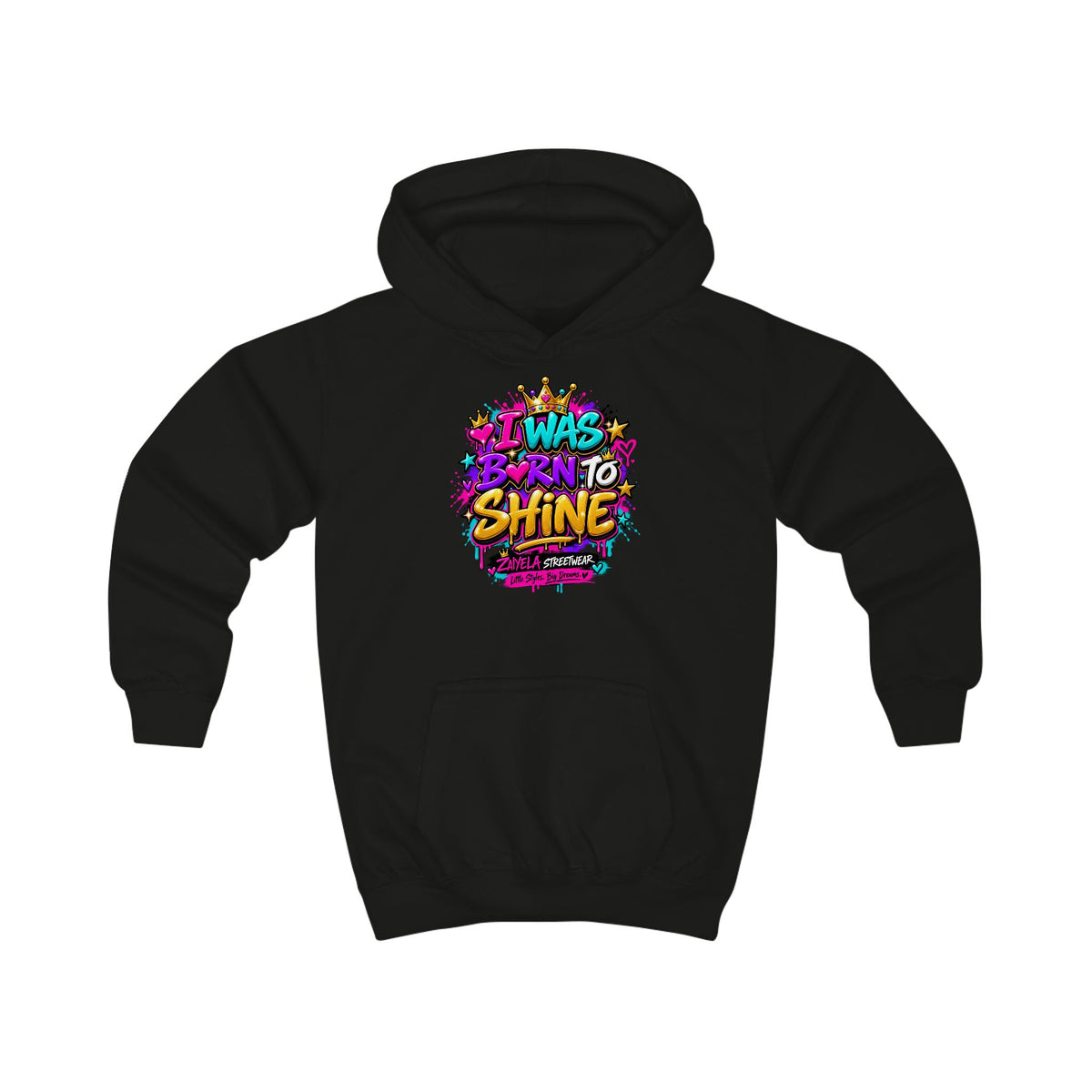 Kids Hoodie I Was Born to Shine Colorful Streetwear Pullover