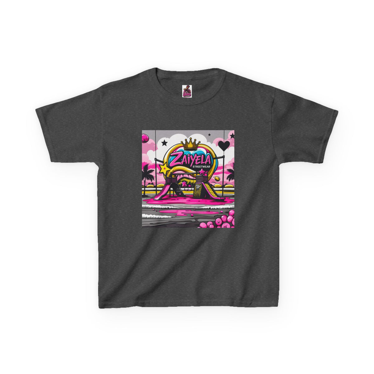 Kids T-Shirt Retro Pink Sunset Skate Monster  Zaiyela Graphic