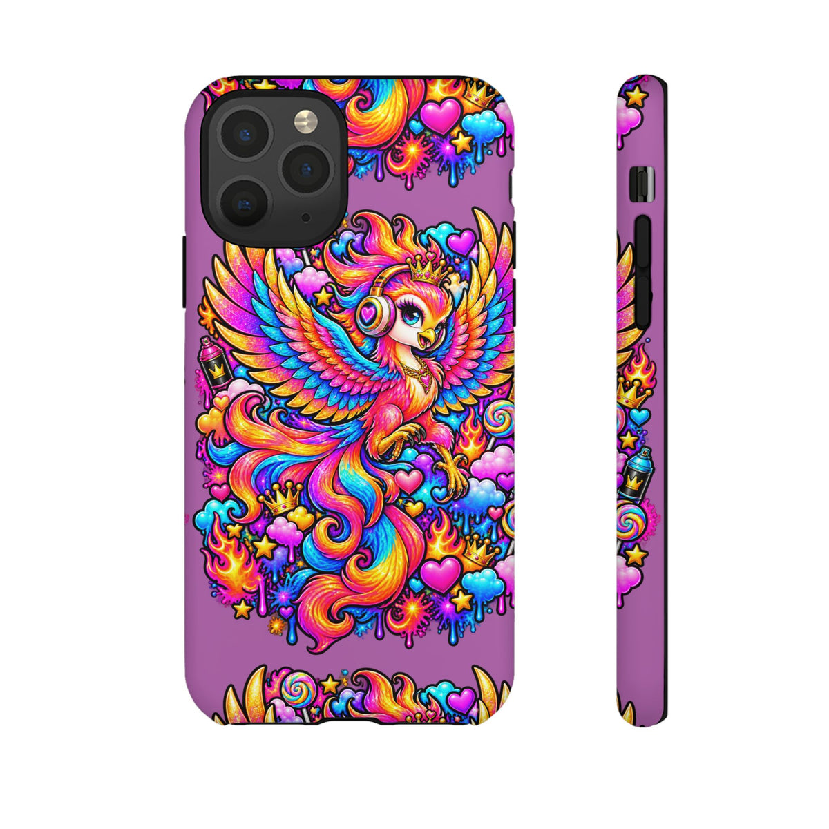 Phone Case — Vibrant Rainbow Phoenix with Headphones